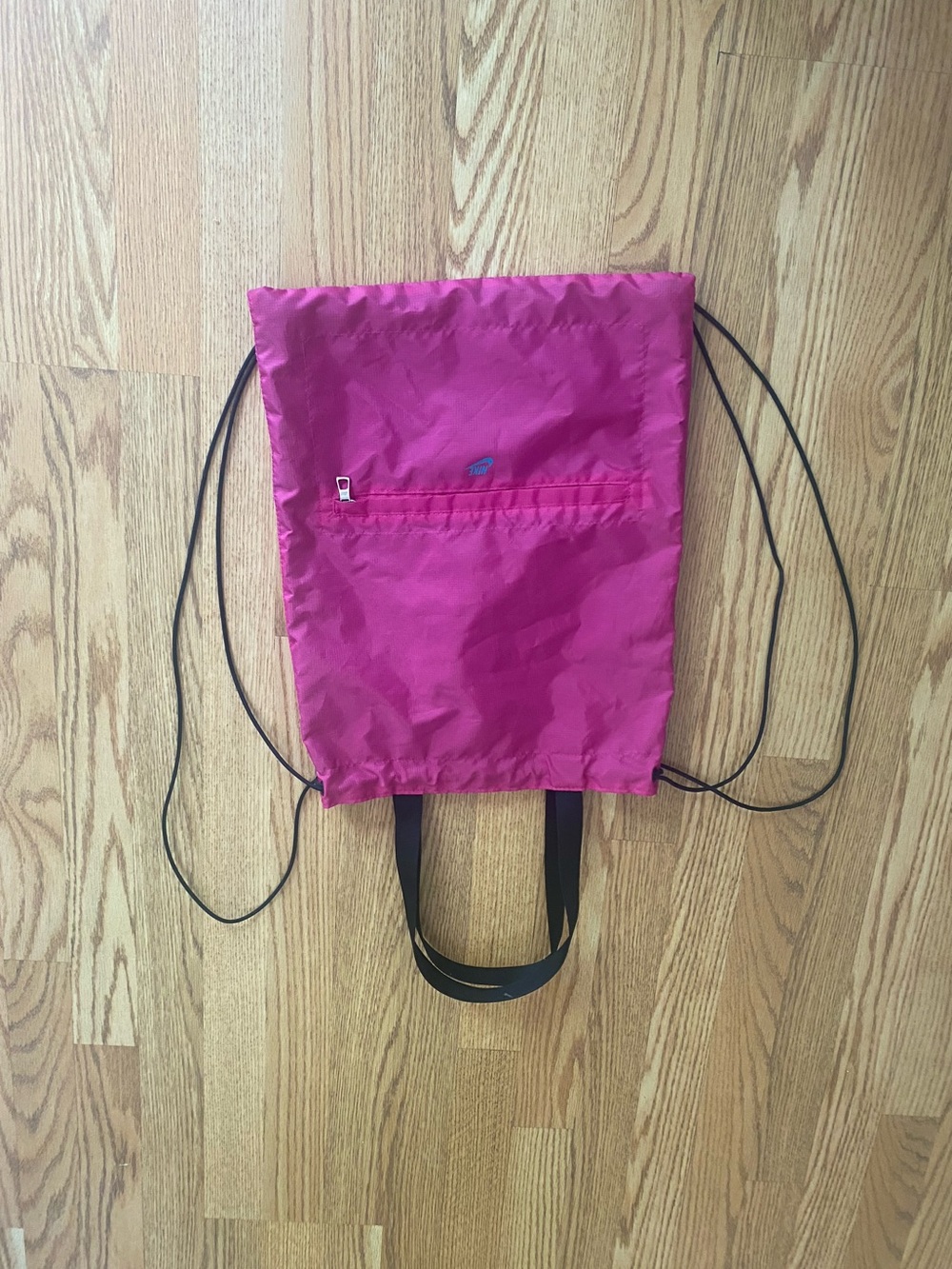 Nike Pink Drawstring Backpack with Front Zip Pocket